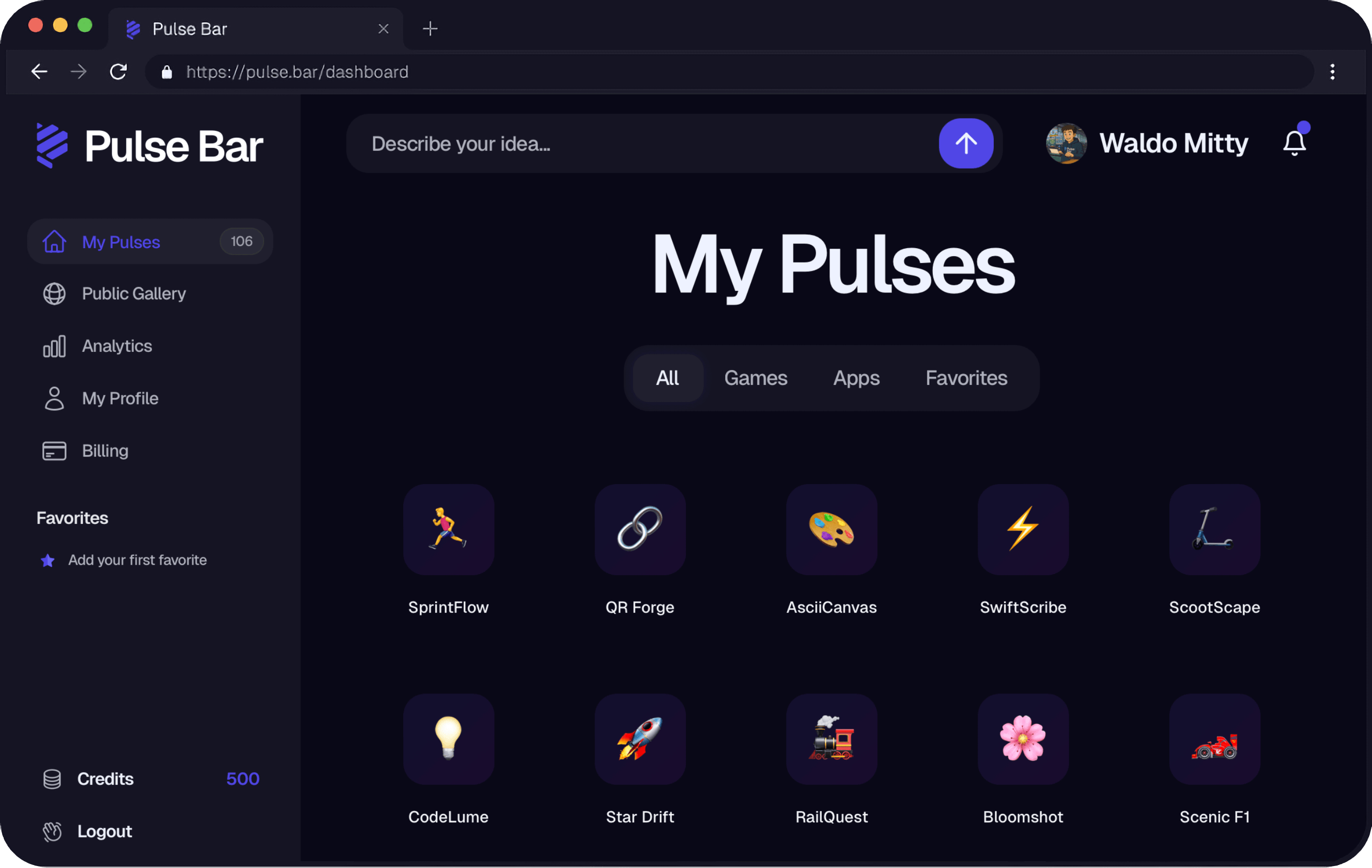 Pulse Bar dashboard